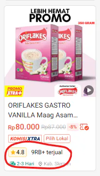 Bukti pesanan Oriflakes dari marketplace